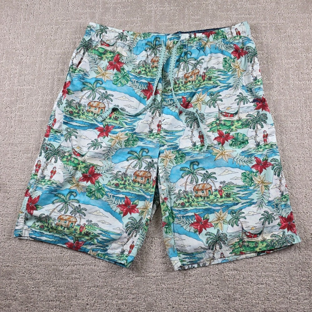Tommy Bahama Mens Large Christmas Tropical Santa Island Print‎ Cotton Shorts